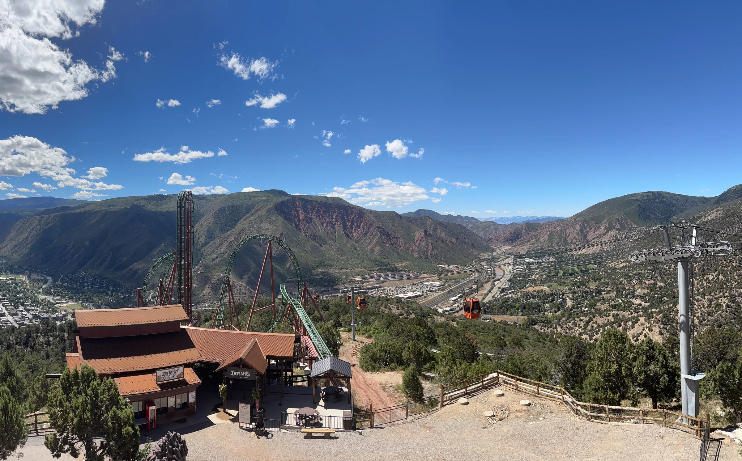 View from the adventure park of the Defiance rollercoaster